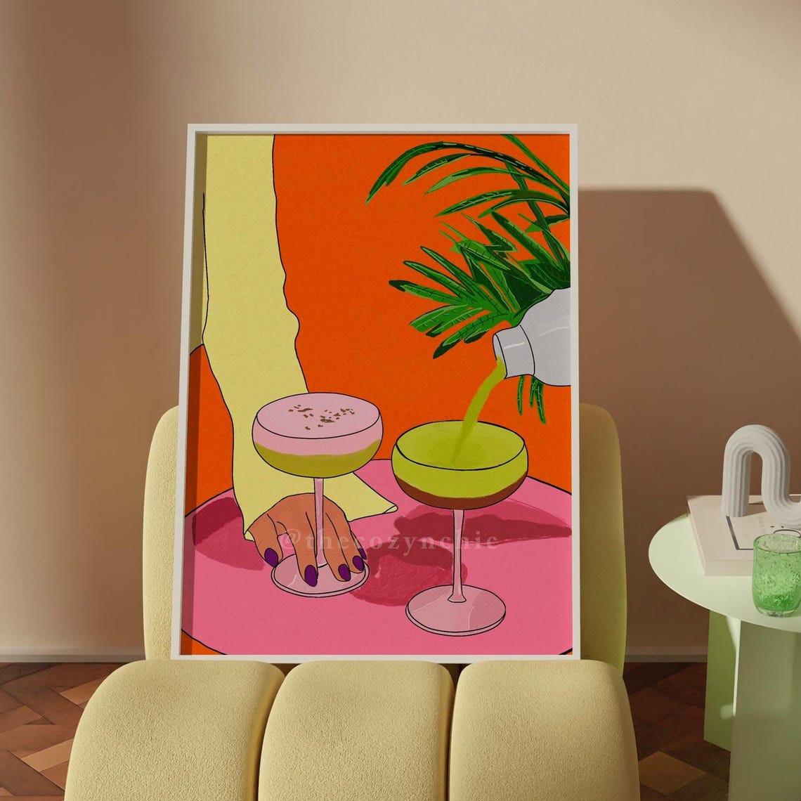 Cocktail Art Poster Retro Bar Cart Decor Vintage Digital Wall