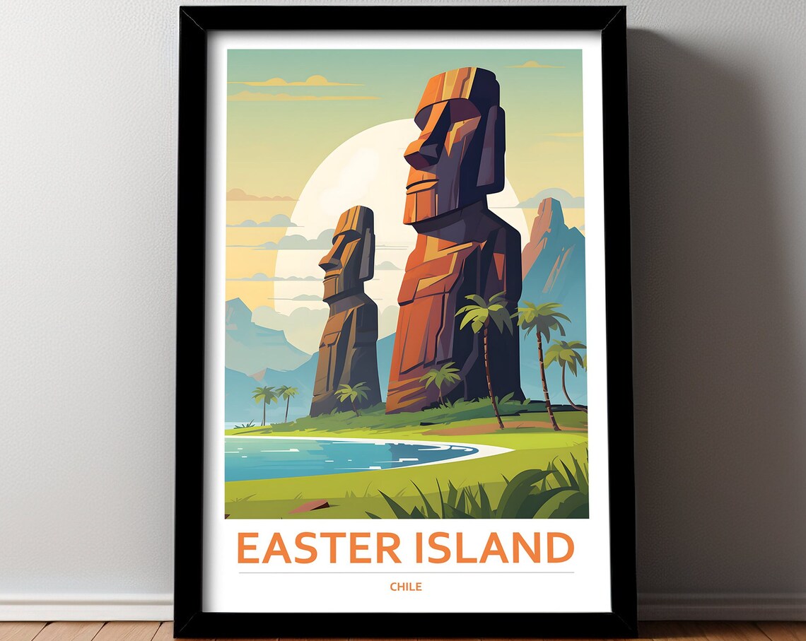 Easter Island Chile Travel Poster, Art Print