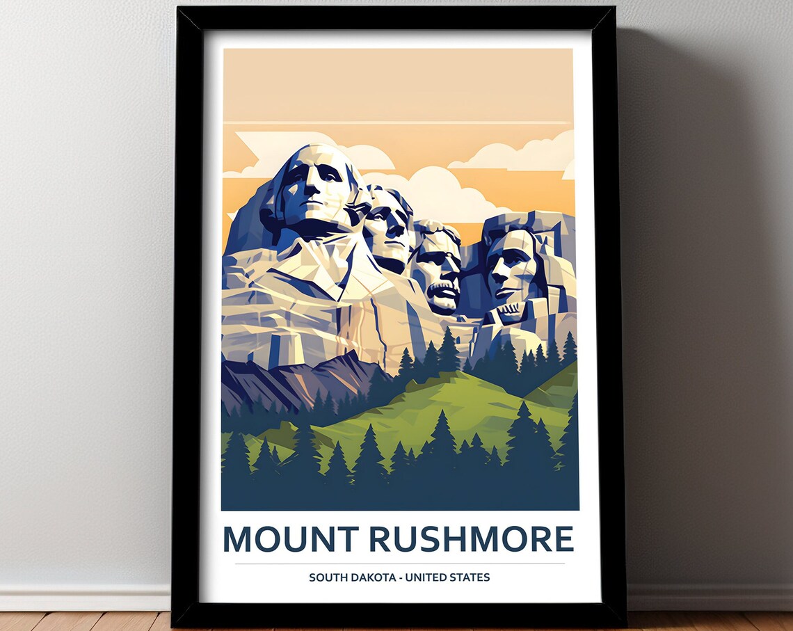 Mount Rushmore South Dakota Carved Presidents Monument Art Poster - Image 2