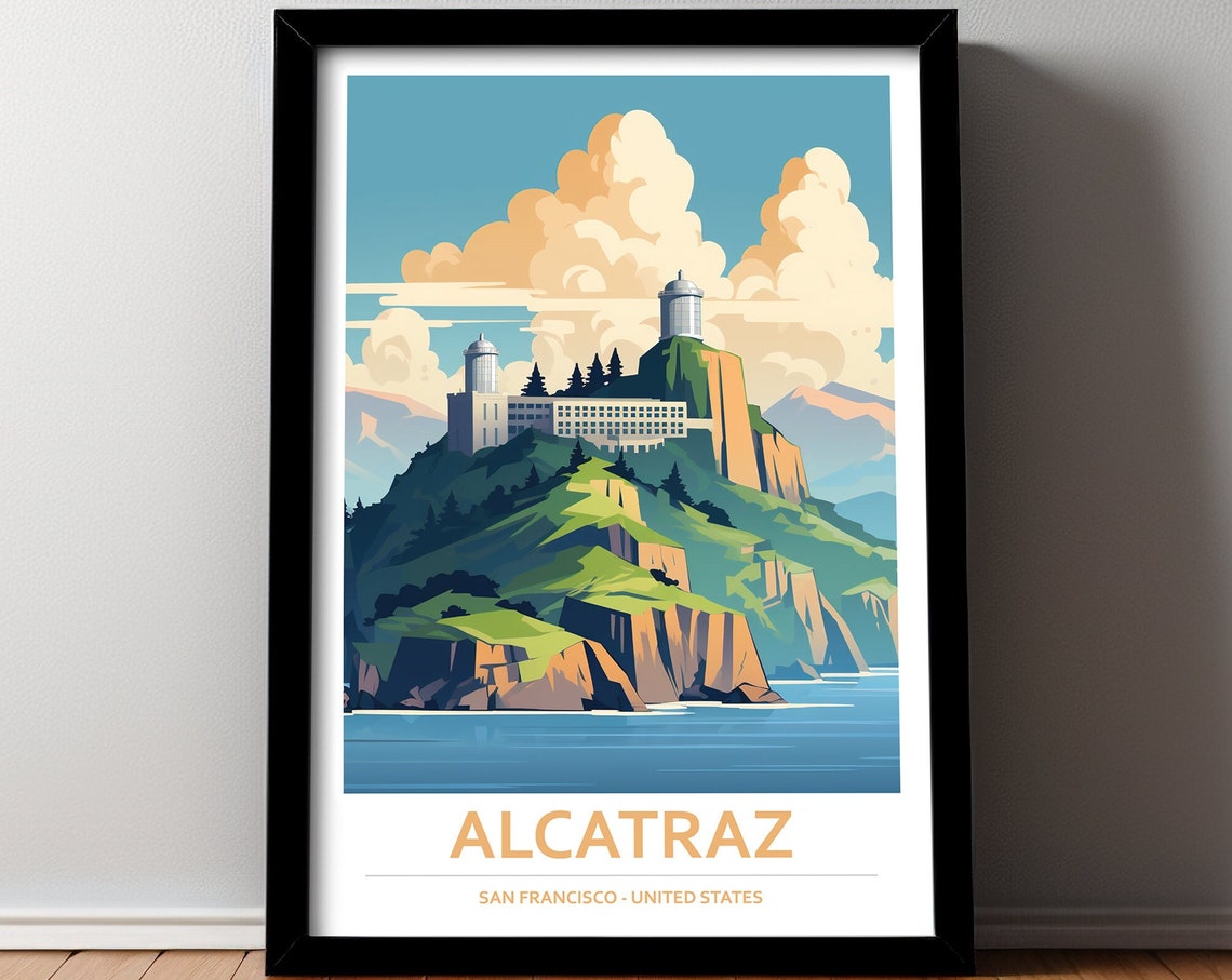 Alcatraz San Francisco Island Landmark Harbor View Travel Poster - Image 2
