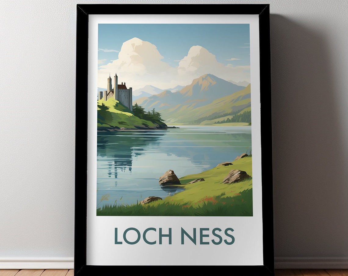 Loch Ness Scotland Highland Castle Ruins Still Water Travel Poster - Image 2