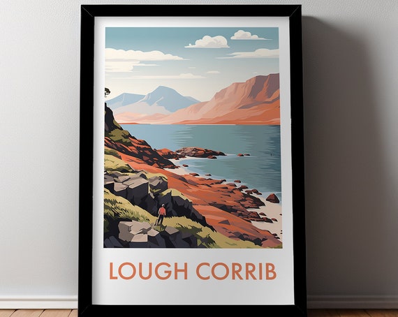 Lough Corrib Travel Poster Ireland Instant Wall Art Hiking Wall Decor Poster Prints Gifts For Home