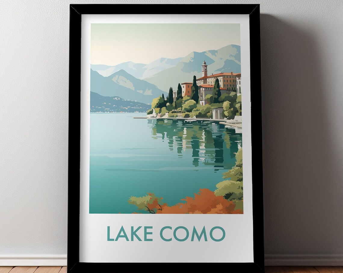 Lake Como Italy Travel Poster, European Lake Poster