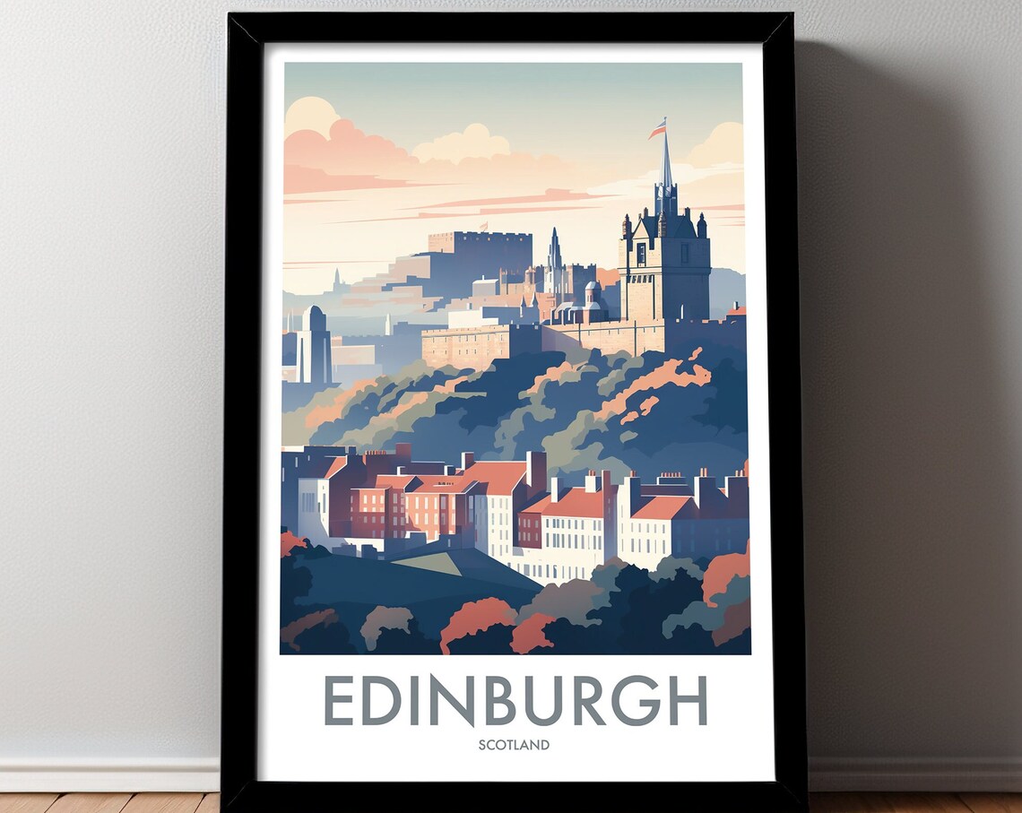 Edinburgh Travel Poster, Scotland Place Print