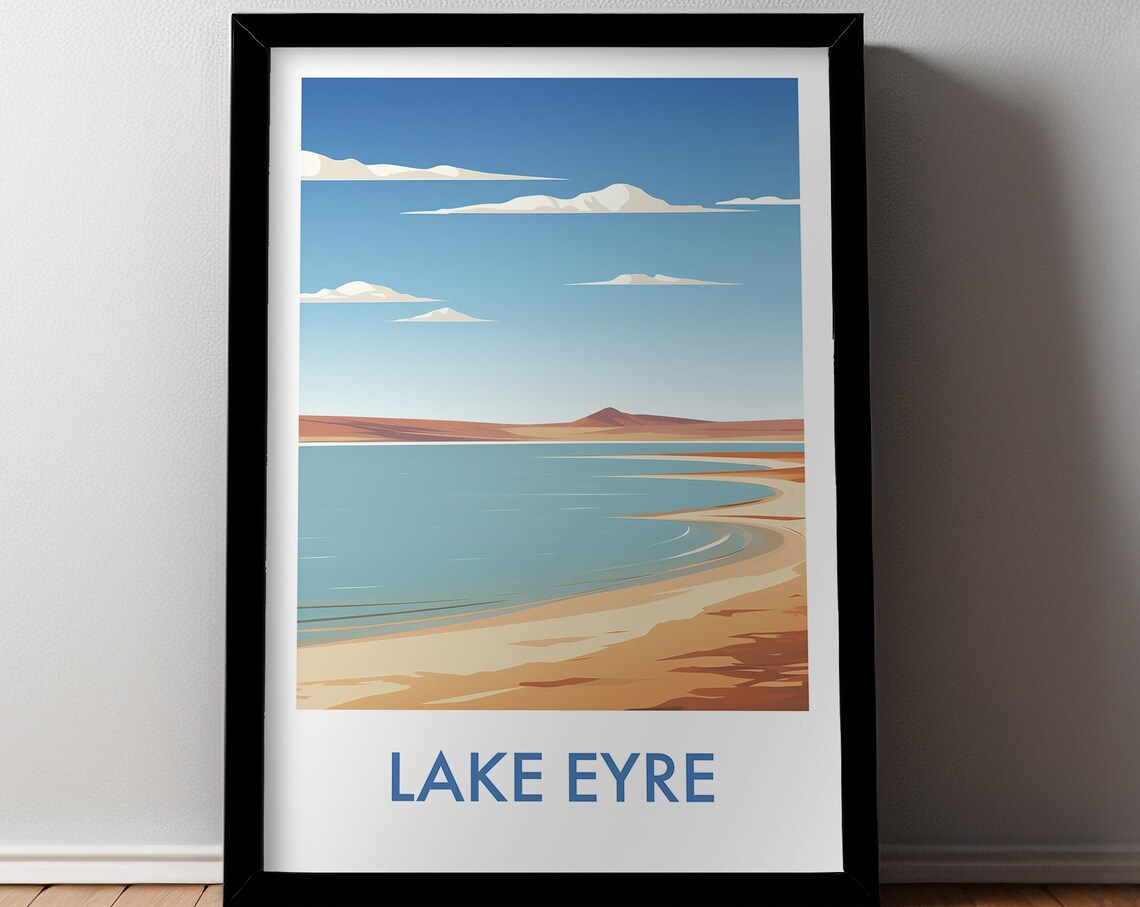 Lake Eyre Australia Desert Salt Flat Shoreline Travel Poster