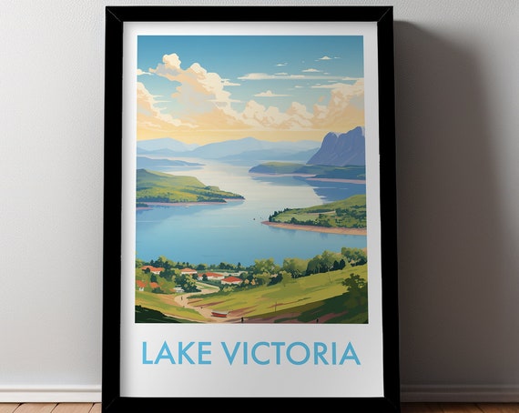 Lake Victoria Poster Travel Print Travel Poster Gift Hiking Wall Art Hiking Holiday Gift For Her Gift For Him