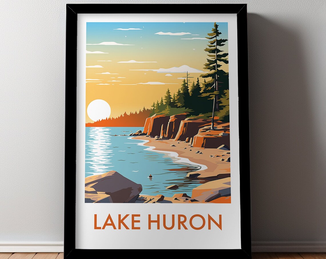 Lake Huron Travel Poster, Easy Home Decor Wall Art