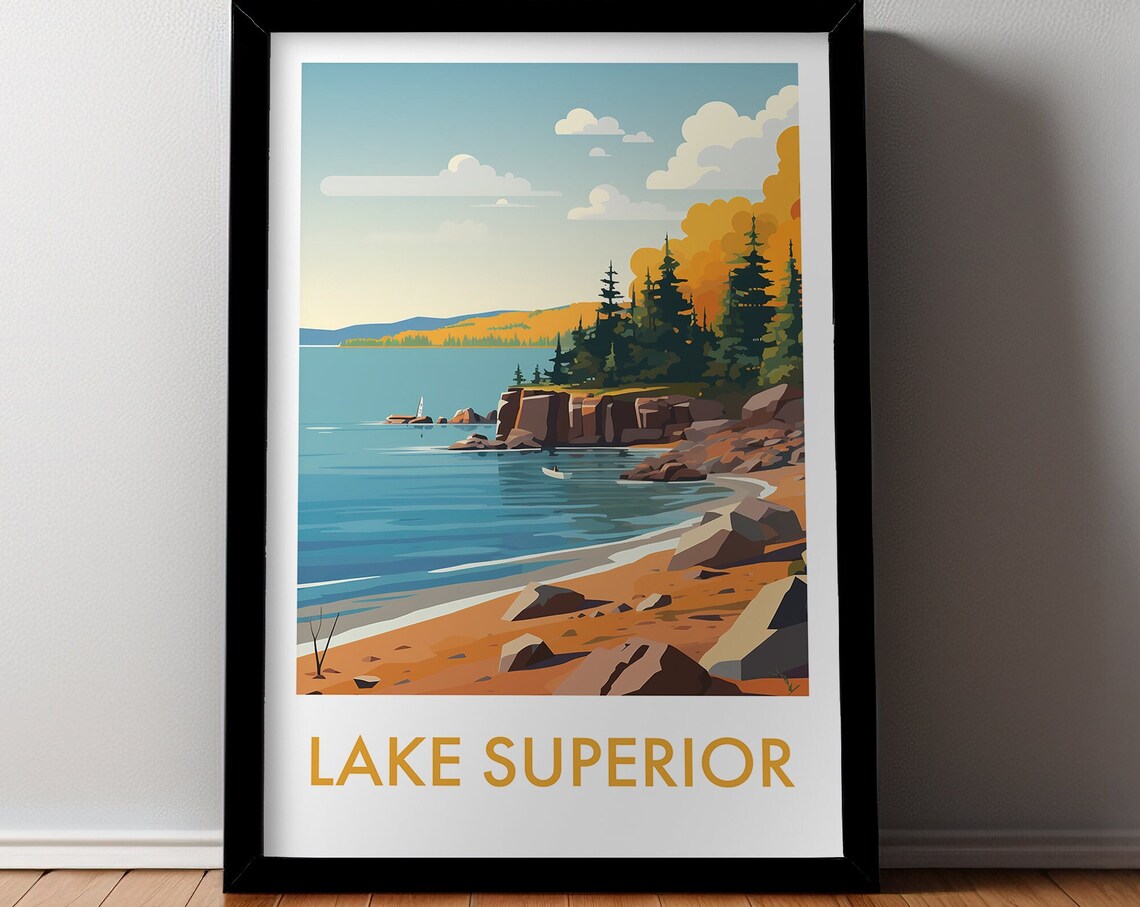 Lake Superior Travel Poster, Home Decor Art Print