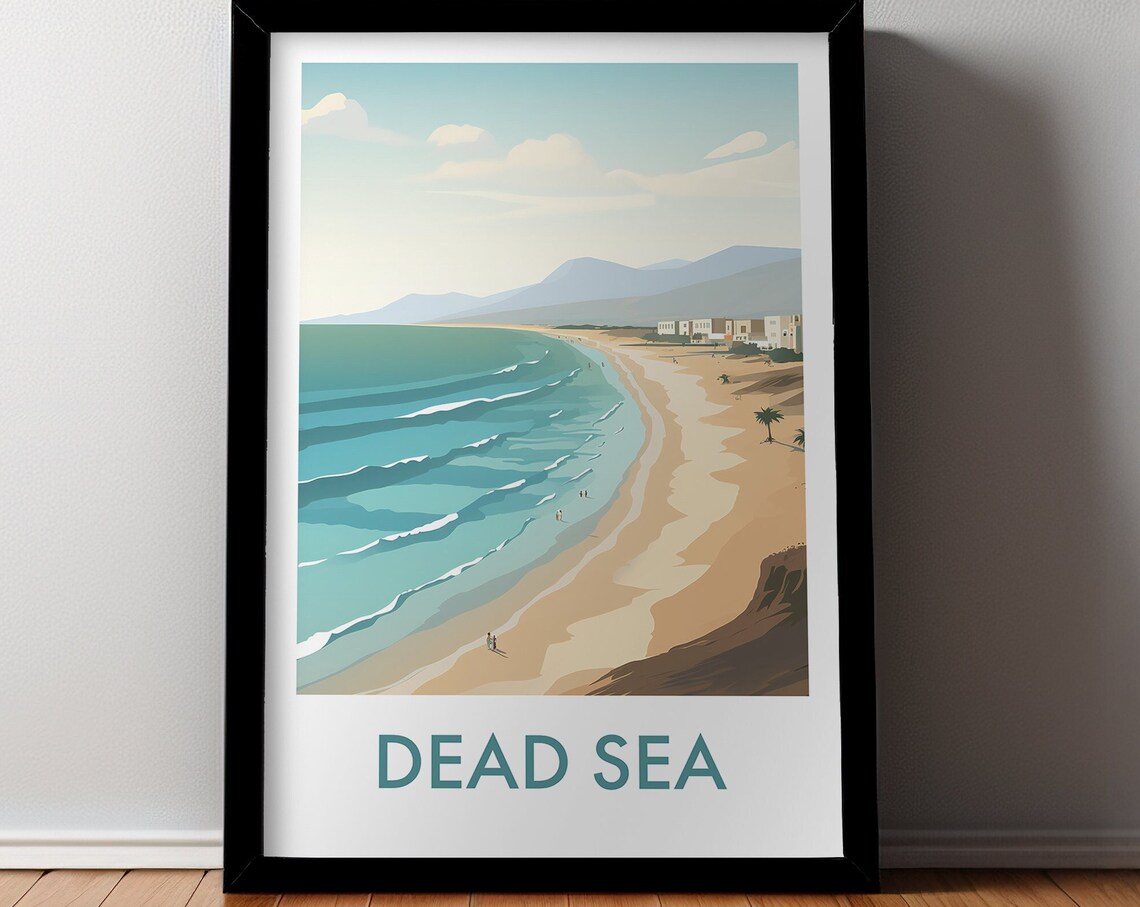 Dead Sea Travel Poster, Jordan Israel Travel Art