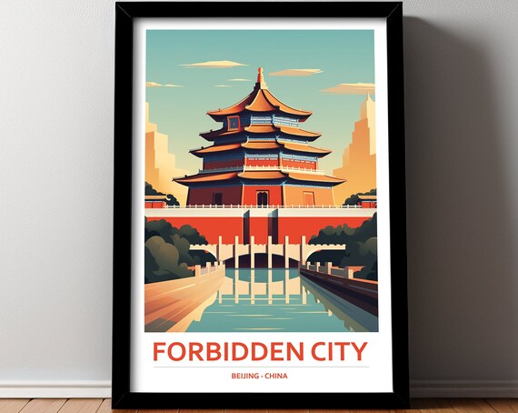 Forbidden City Beijing China Imperial Palace Gate Travel Poster