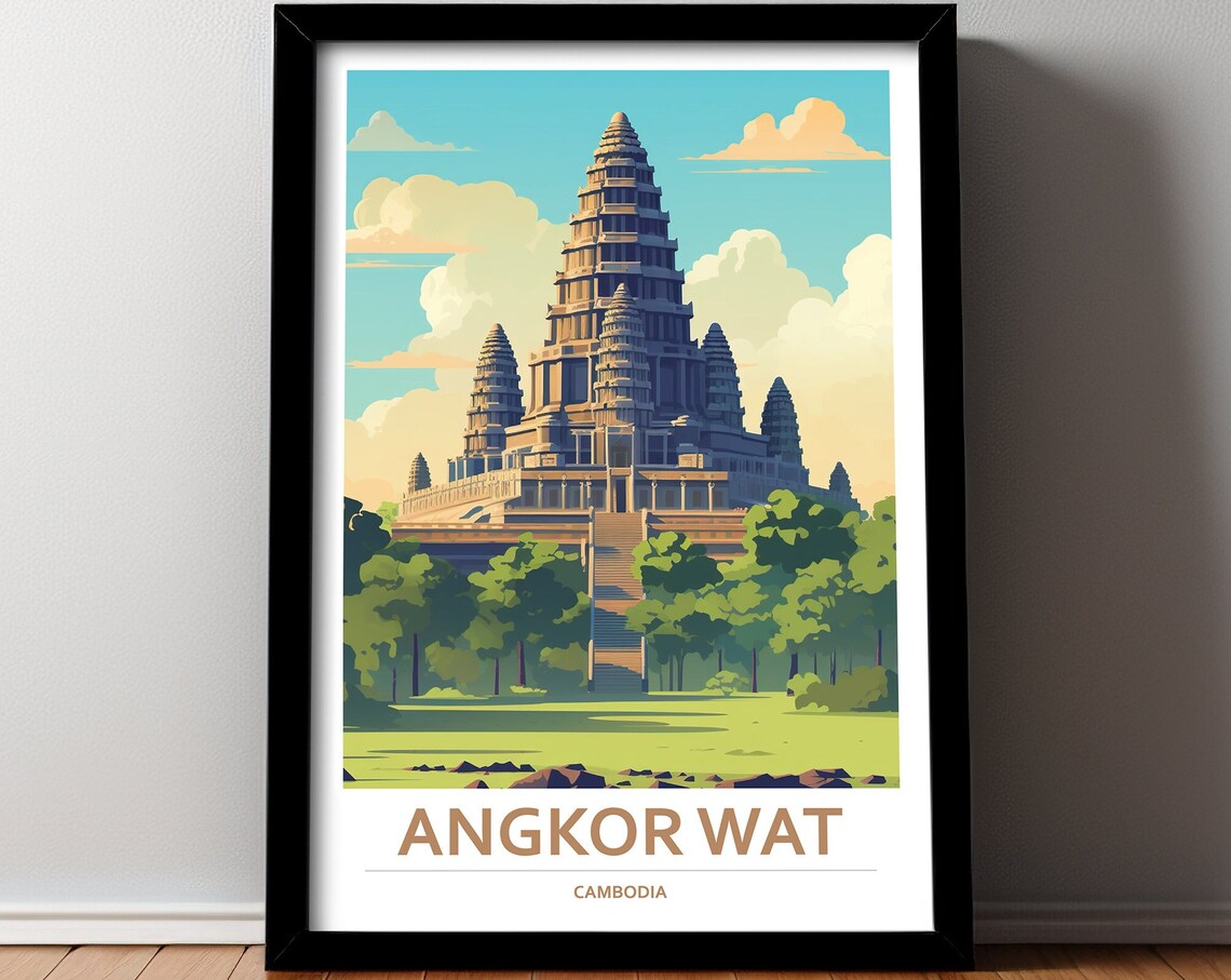Angkor Wat Travel Poster, Asia Home Decor