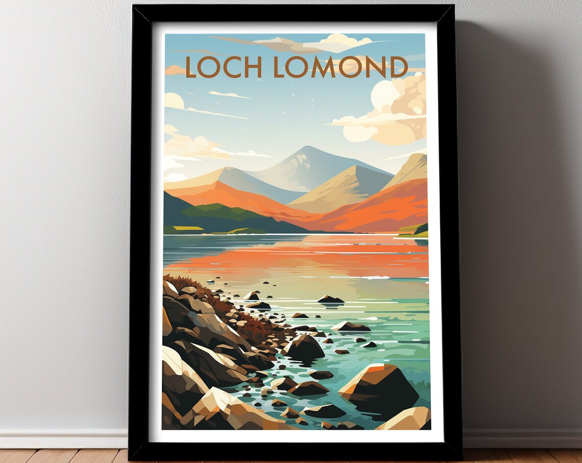 Loch Lomond Travel Poster, Hiking Holiday Art Print