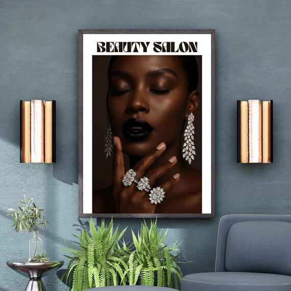 Beauty Salon Diamond Jewelry Portrait Poster Dark Glamorous Style