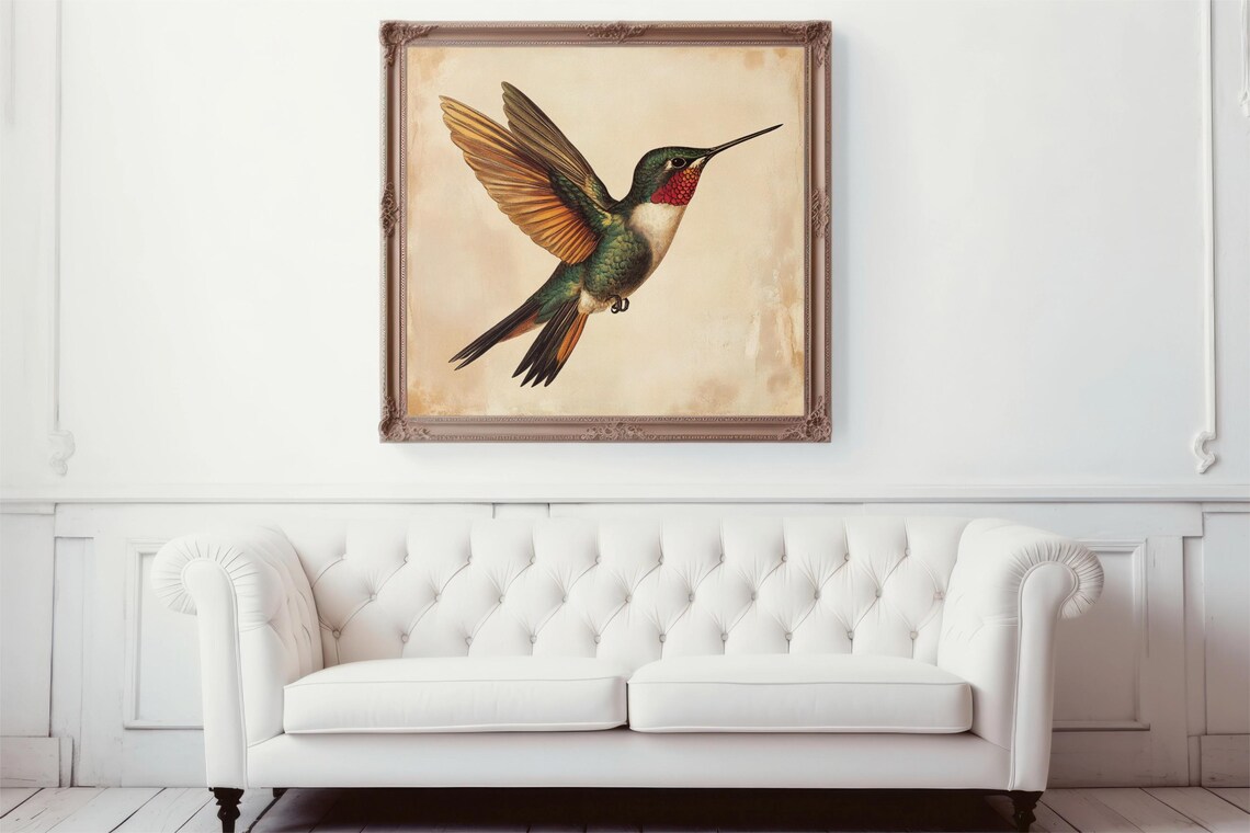 Vintage Hummingbird Art Print, Antique Bird Illustration - Image 3