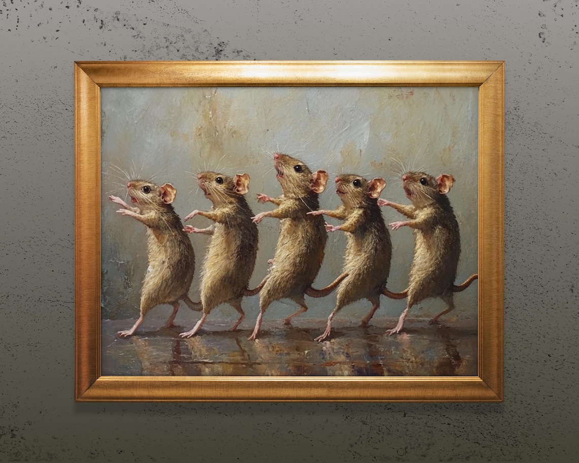 Rats Dancing Vintage Renaissance Art Print