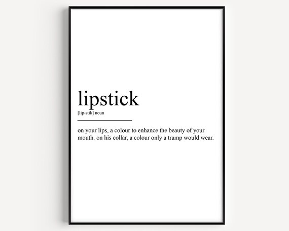Lipstick Funny Dictionary Definition Makeup Humor Typography Print