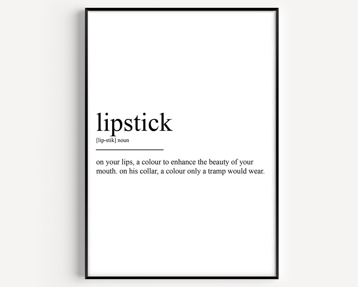 Lipstick Funny Dictionary Definition Makeup Humor Typography Print