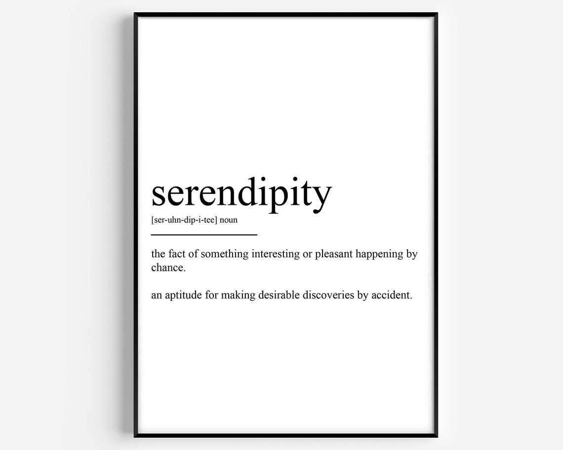 Serendipity Dictionary Definition Minimalist Quote Style Wall Poster