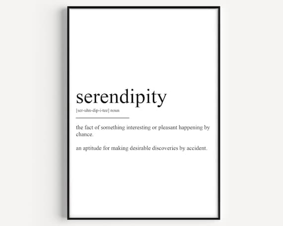 Serendipity Dictionary Definition Minimalist Quote Style Wall Poster