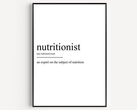 Nutritionist Dictionary Definition Minimalist Typography Poster