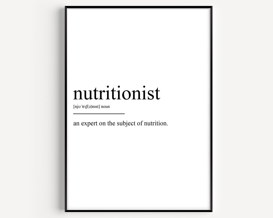 Nutritionist Dictionary Definition Minimalist Typography Poster