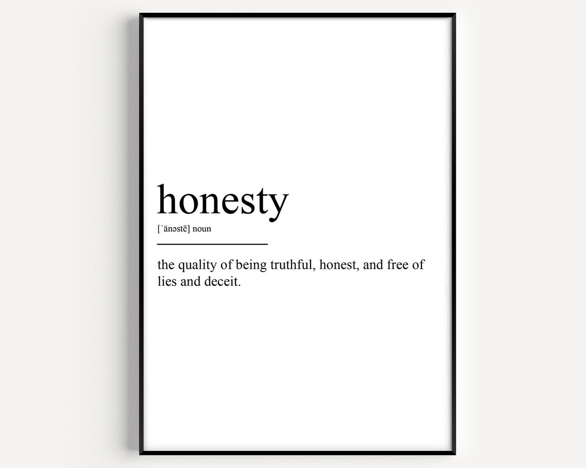 Honesty Dictionary Definition Minimalist Black White Typography Poster