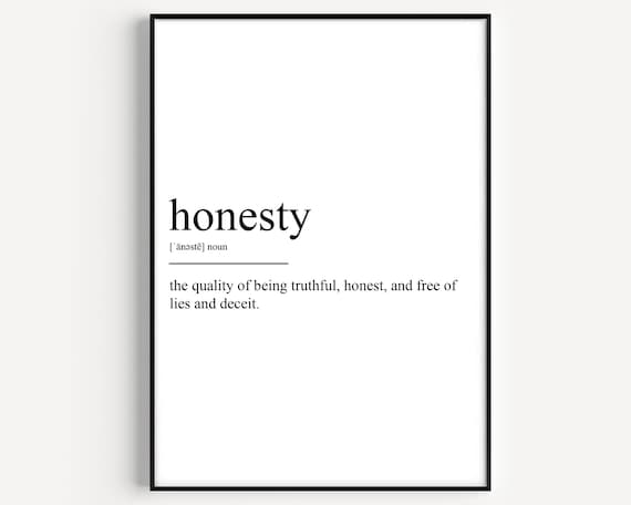 Honesty Dictionary Definition Minimalist Black White Typography Poster