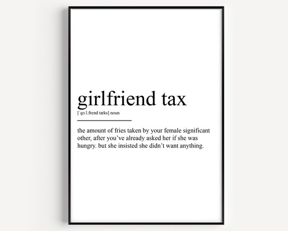 Girlfriend Tax Definition Funny Couples Dictionary Quote Poster