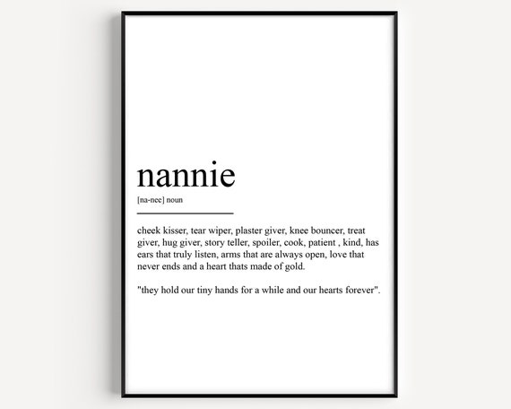 Nannie Definition Art Print, Typography Quote Decor