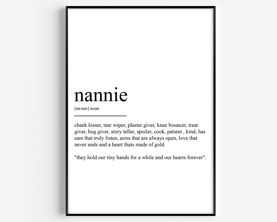 Nannie Definition Art Print, Typography Quote Decor