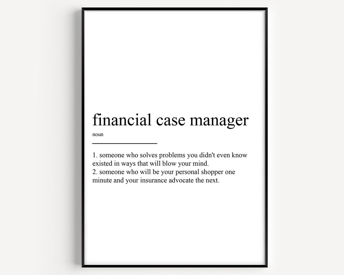Financial Case Manager Dictionary Definition Funny Typography Poster