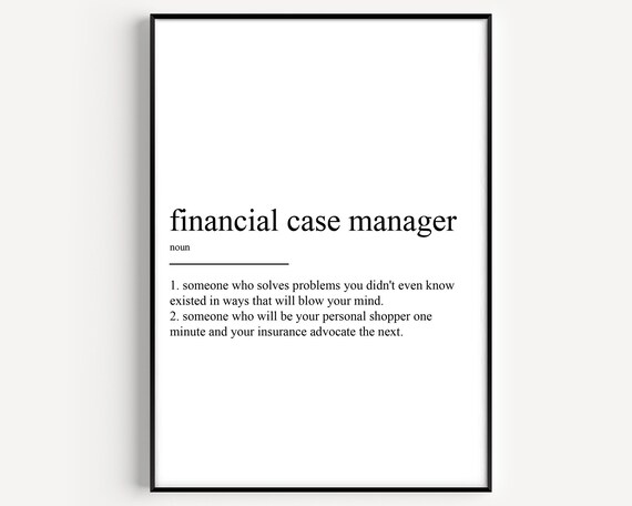 Financial Case Manager Dictionary Definition Funny Typography Poster