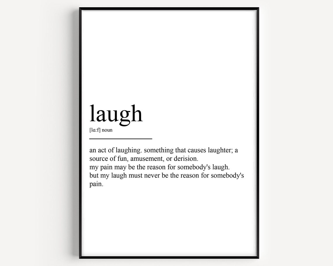 Laugh Dictionary Definition Word Meaning Poster For Home Decor