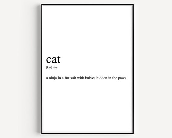 Funny Cat Definition Ninja in a Fur Suit Bold Typography Poster