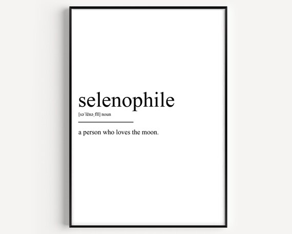 Selenophile Dictionary Definition Moon Lover Typography Art Poster