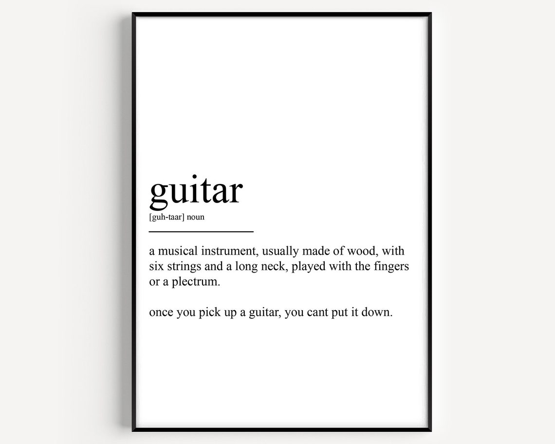 Guitar Dictionary Definition Funny Minimalist Music Word Poster