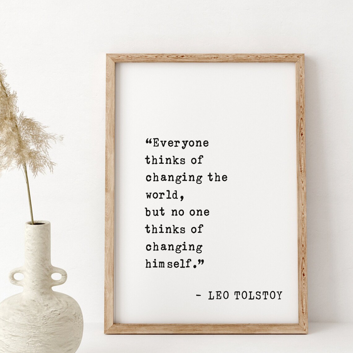 Leo Tolstoy Changing the World Changing Himself Quote Poster