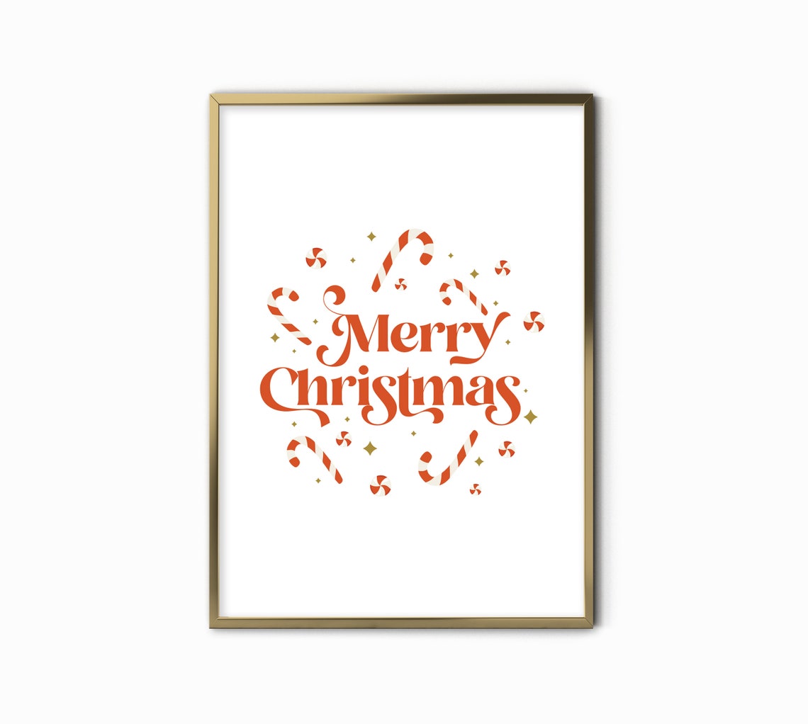 Merry Christmas Red Script with Candy Canes Holiday Wall Art - Image 2