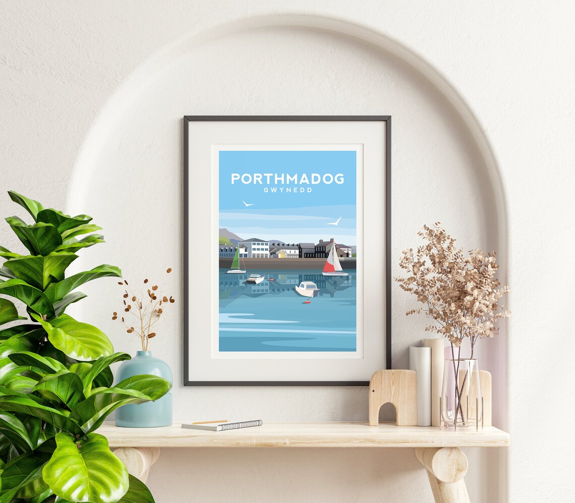 Porthmadog North Wales Travel Poster, Welsh Landscape