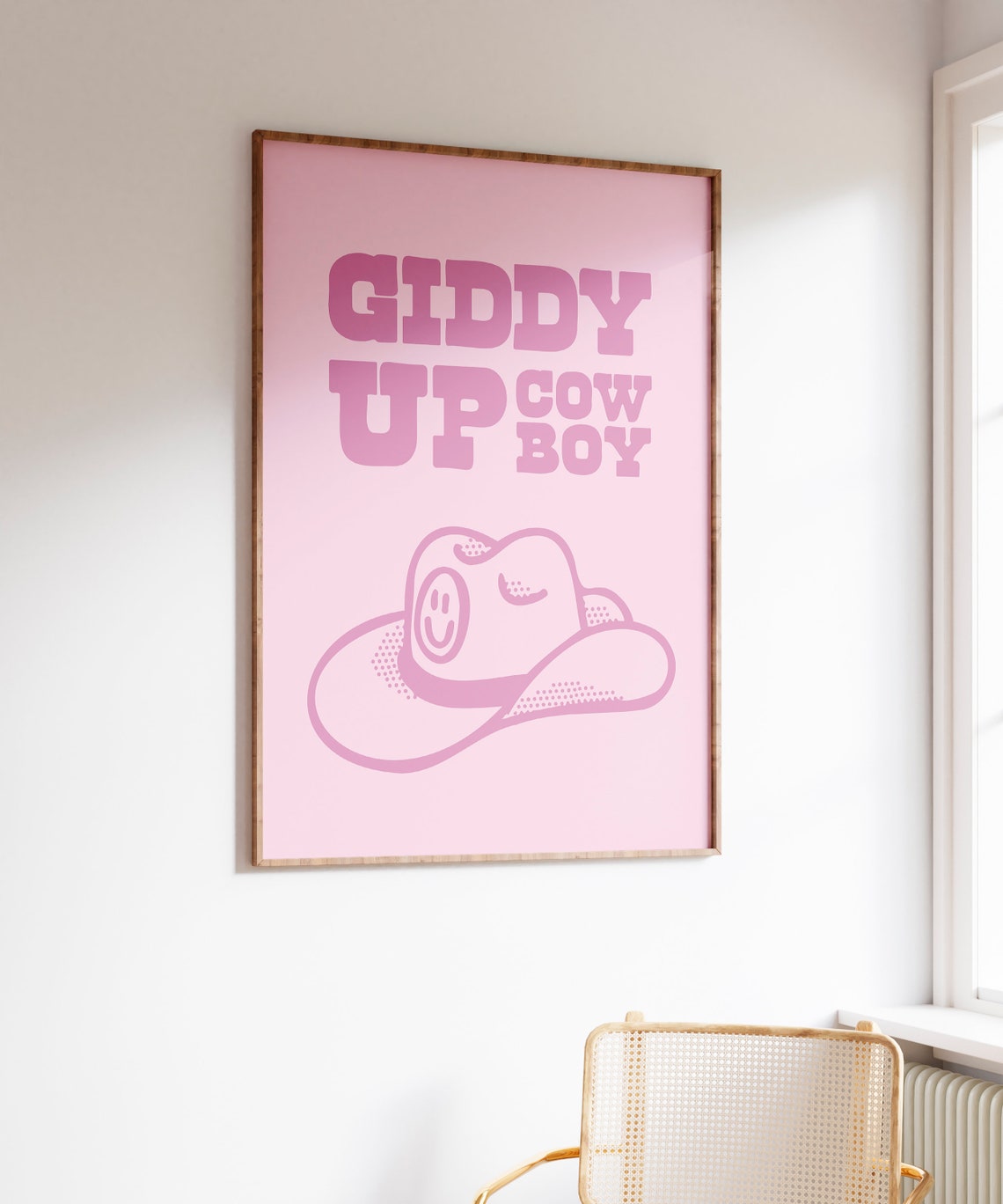 Giddy Up Cowboy Pink Western Hat Typography Preppy Quote Decor Poster - Image 4