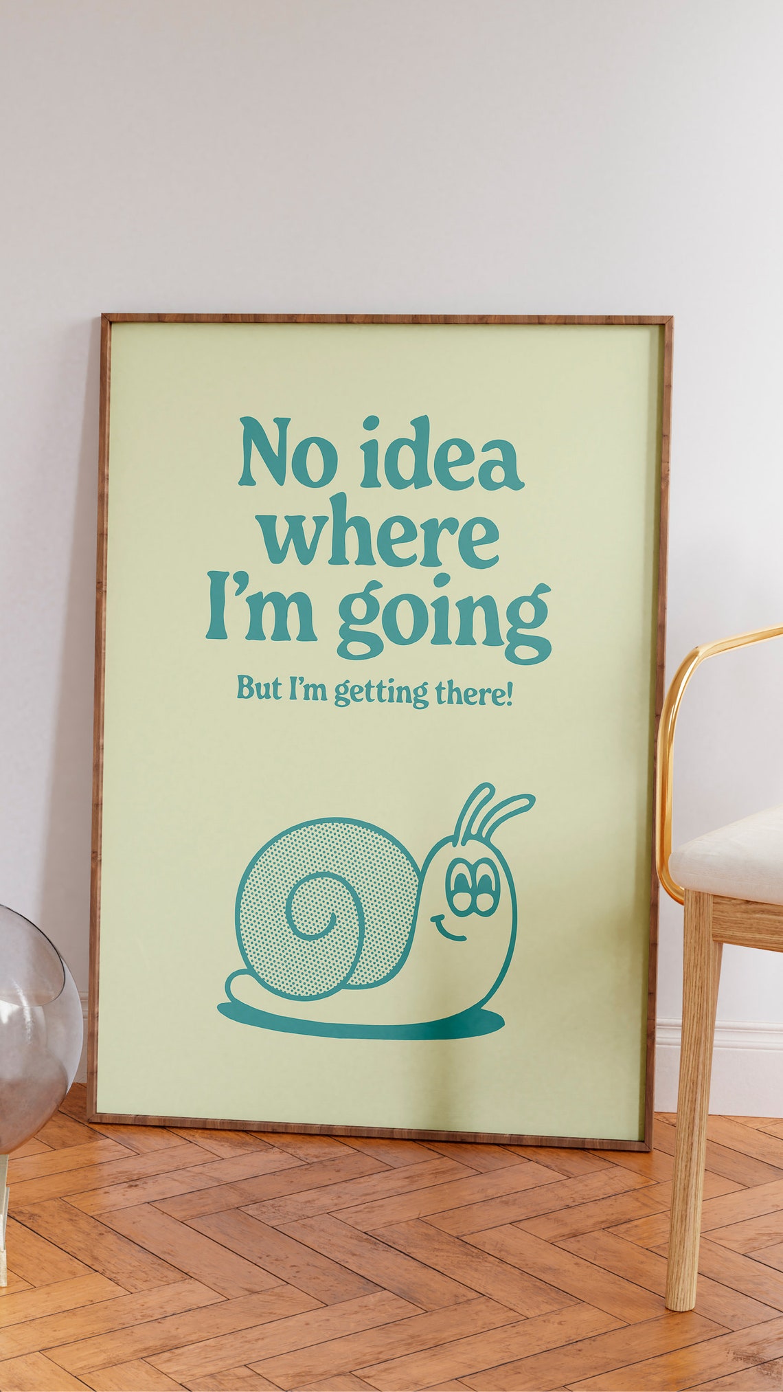No Idea Where I'm Going Snail Retro Positive Quote Art Print - Image 2