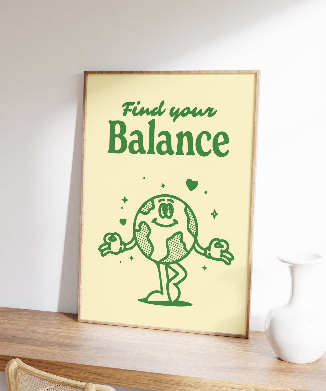 Find Your Balance Green Retro Cartoon Yoga Motivational Poster - Image 5