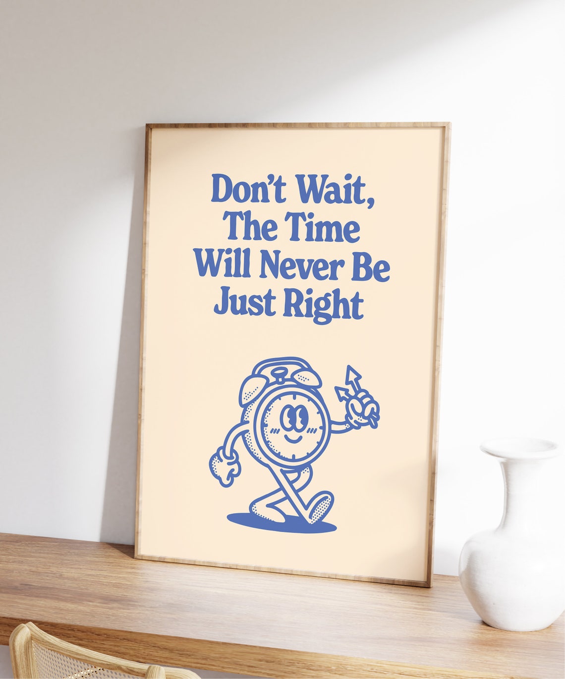 Dont Wait Retro Wall Art Motivational Groovy Print Blue Positivity Poster Trendy Cute Retro Art Printable Wall Decor - Image 7