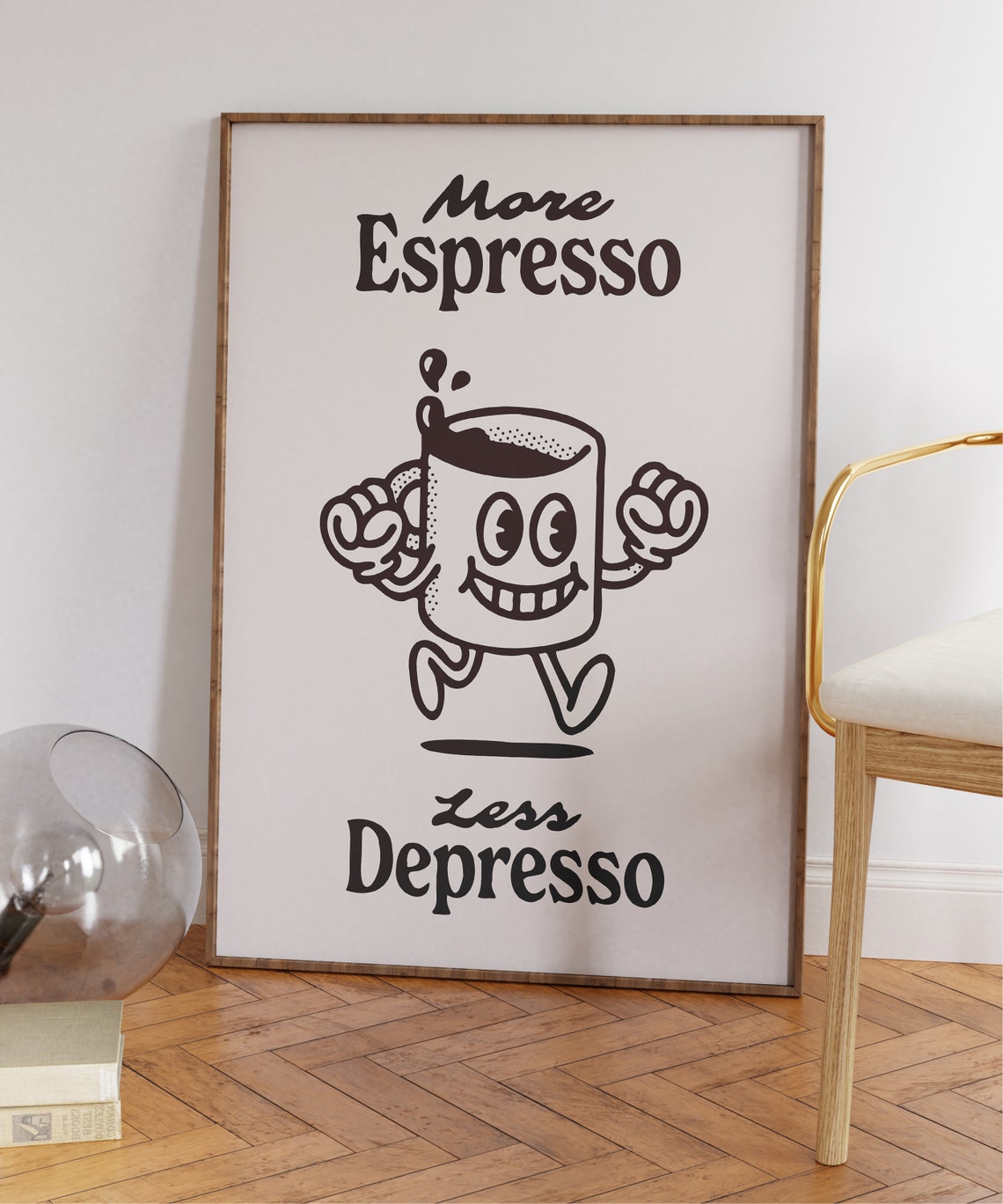 More Espresso Less Depresso Happy Coffee Cup Retro Fun Art Print - Image 5