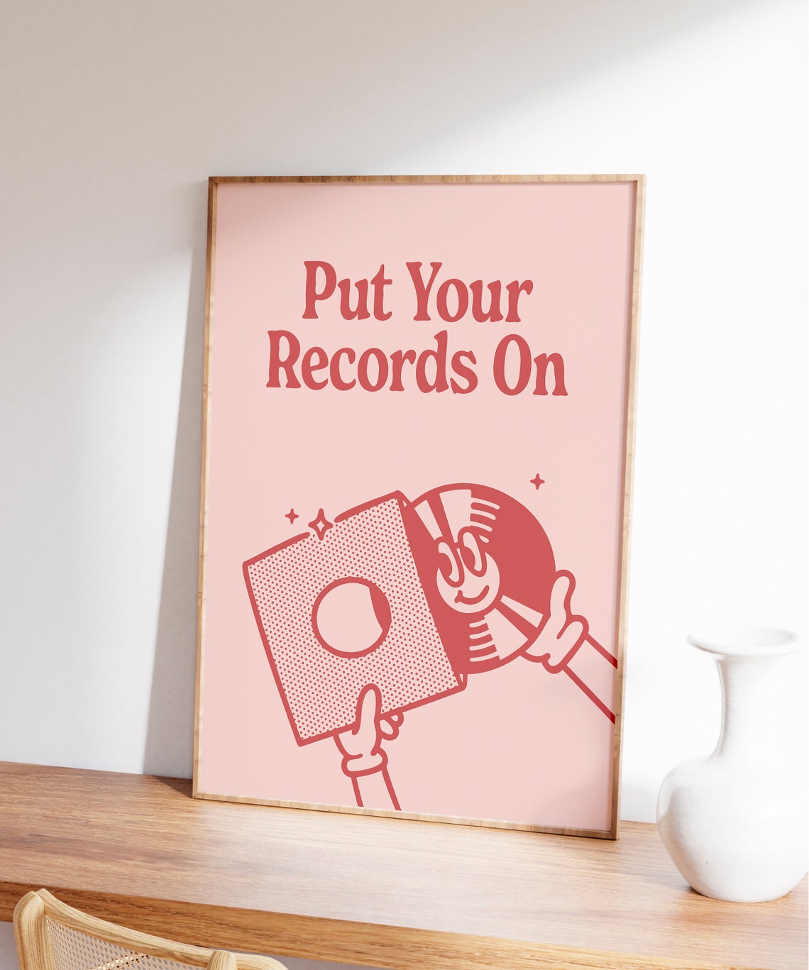 Put Your Records On Retro Red Vinyl Typography Music Quote Poster - Image 6