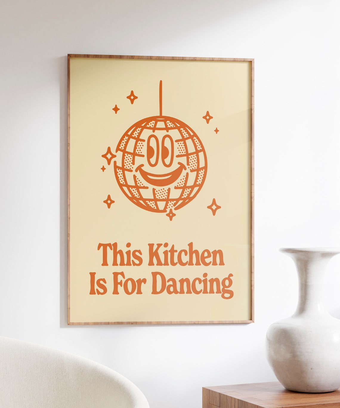 This Kitchen Is For Dancing Retro Orange Disco Ball Kitchen Poster - Image 3
