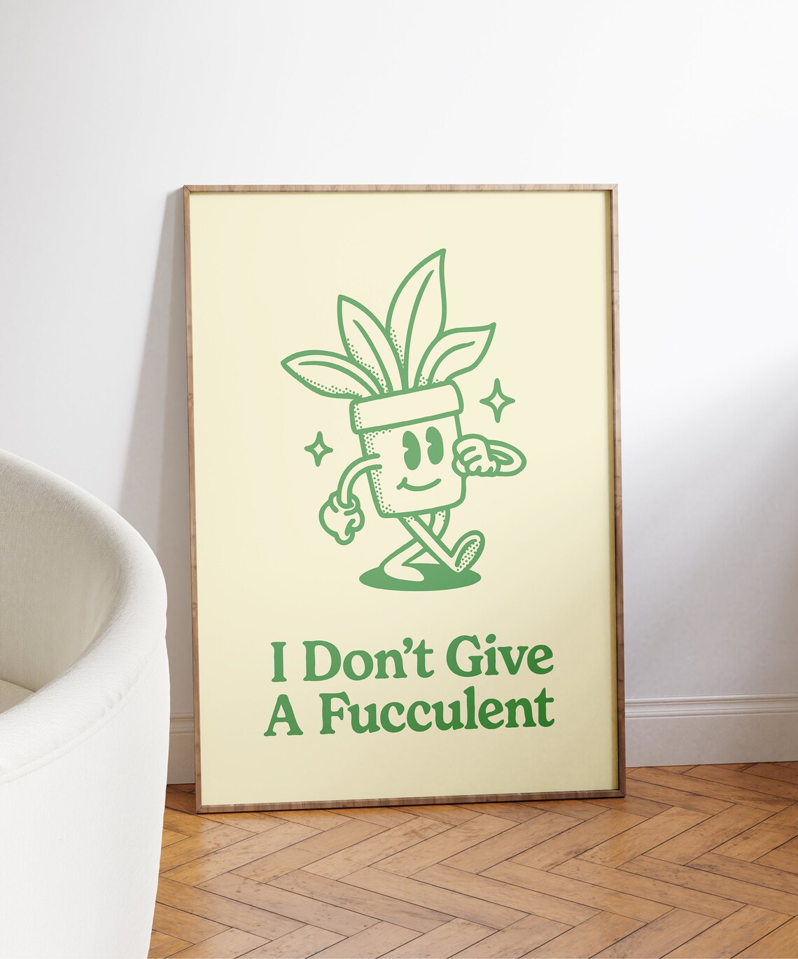 I Don't Give A Fucculent Funny Retro Art Print - Image 4