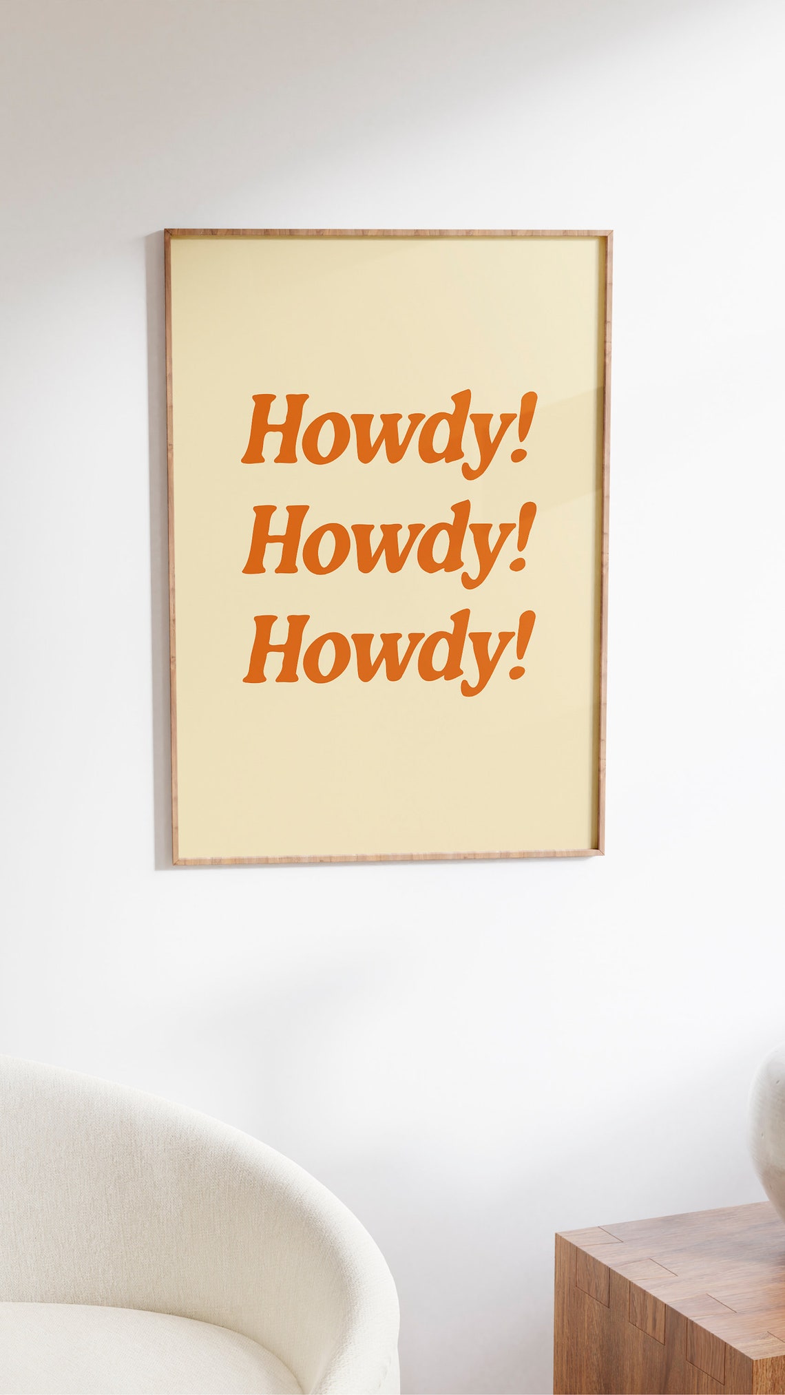 Howdy Howdy Howdy Retro Orange Cowboy Typography Quote Decor Poster - Image 2