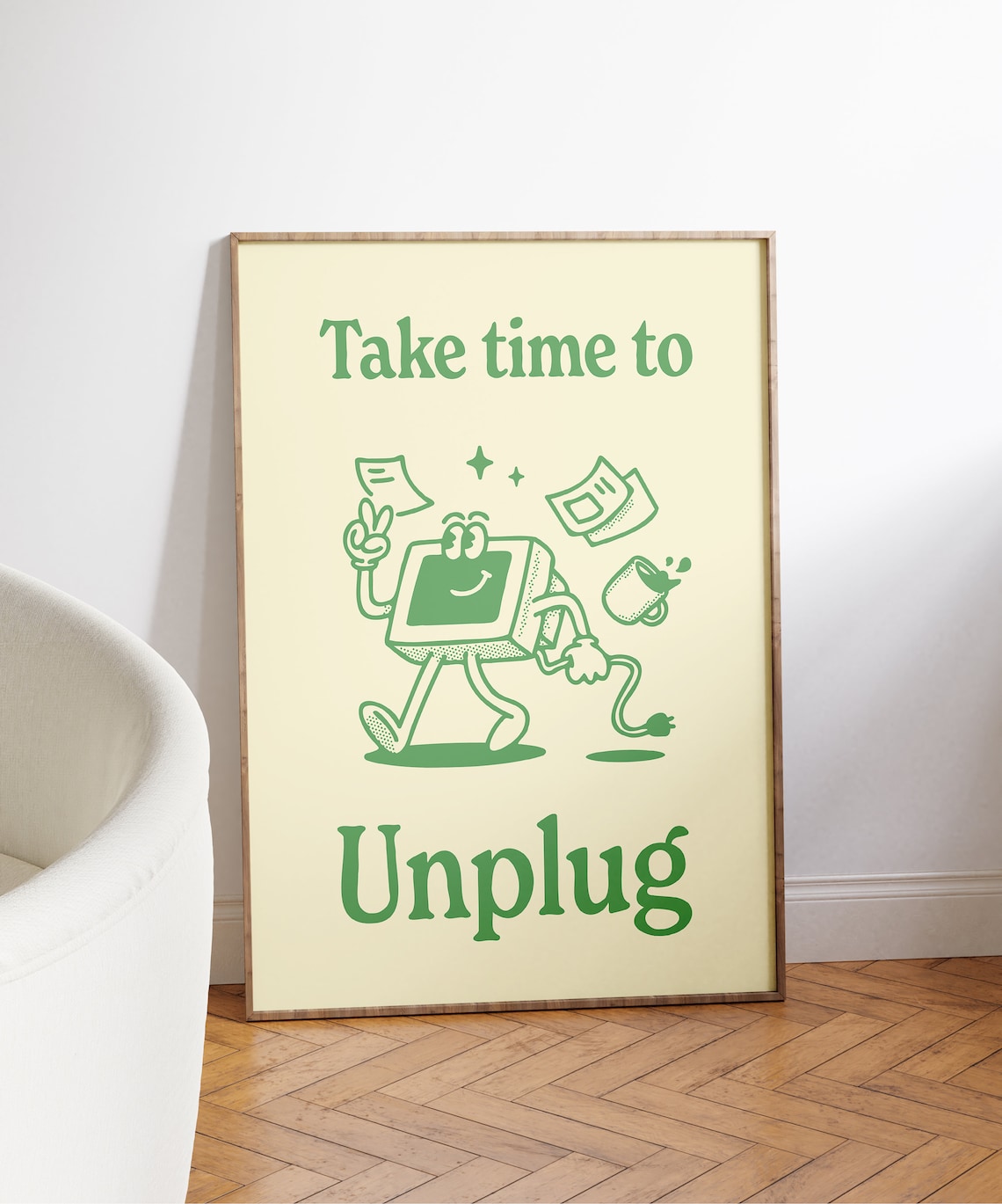 Unplug Work-Life Balance Retro Office Art Print - Image 5