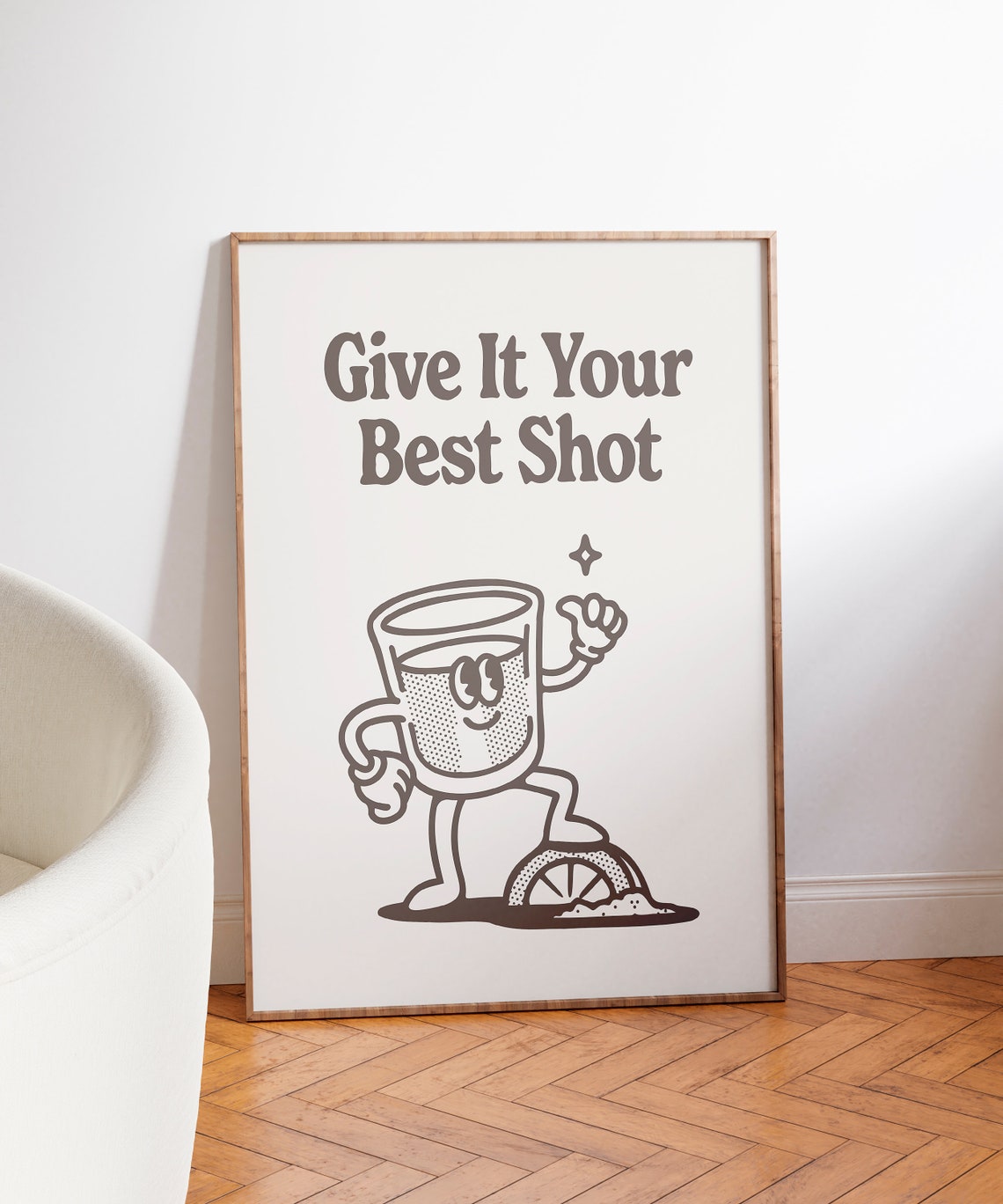 Give It Your Best Shot Tequila Lime Retro Cartoon Quote Poster - Image 3